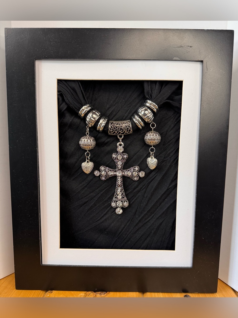 Vintage Shadowbox with Silver Tone Statement Jewelry